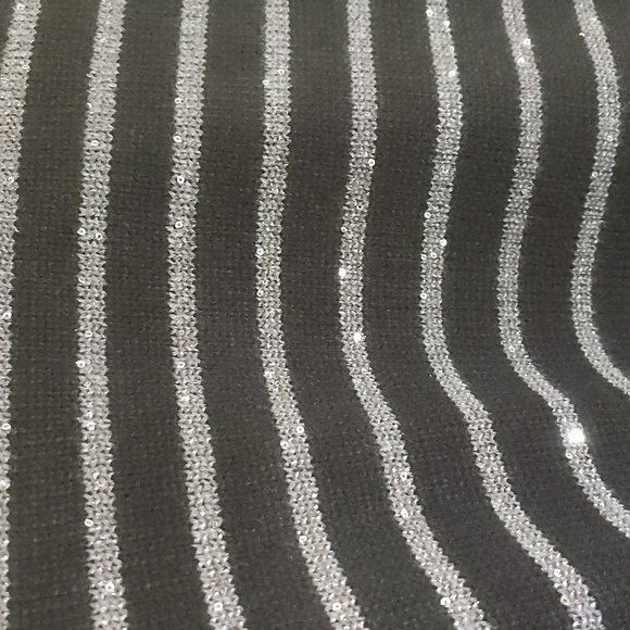 Joe Fresh| NWT Black Silver Striped Sweater With Sparkly Sequined Effect - Picture 4 of 16